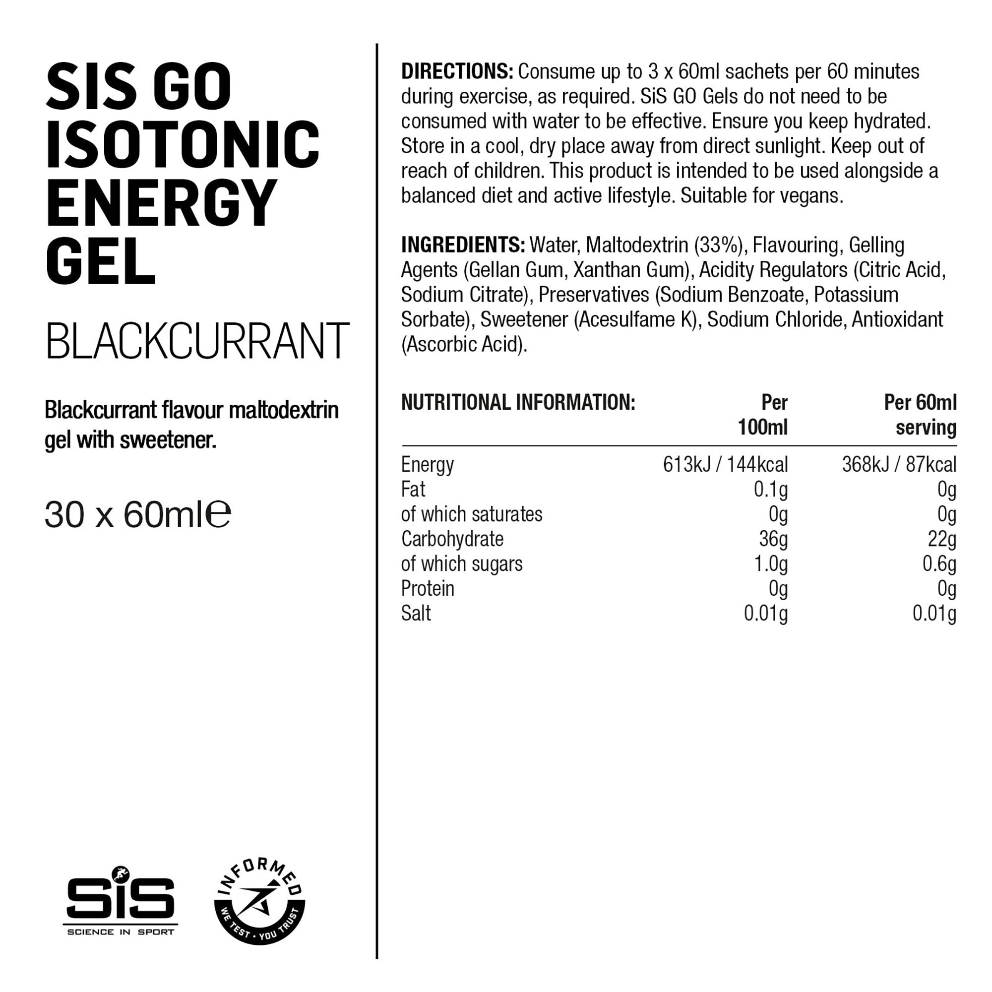 SIS GO Gel Energético Isotónico 60ml Grosella Negra #3