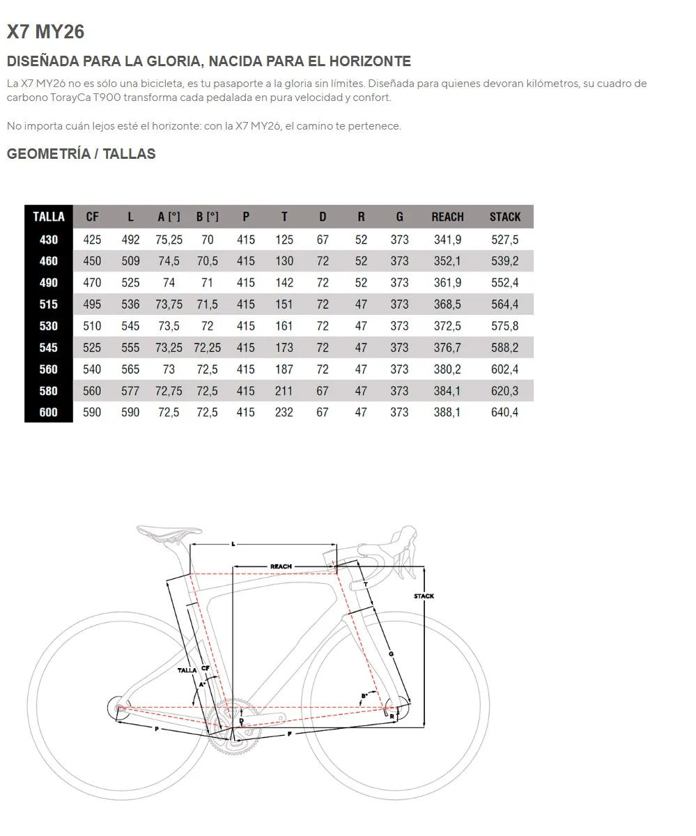 Pinarello X7 Ultegra Di2 2x12v Fulcrum Racing 800 2026 G260 Xpeed Saturn Silver - GeometrĂa