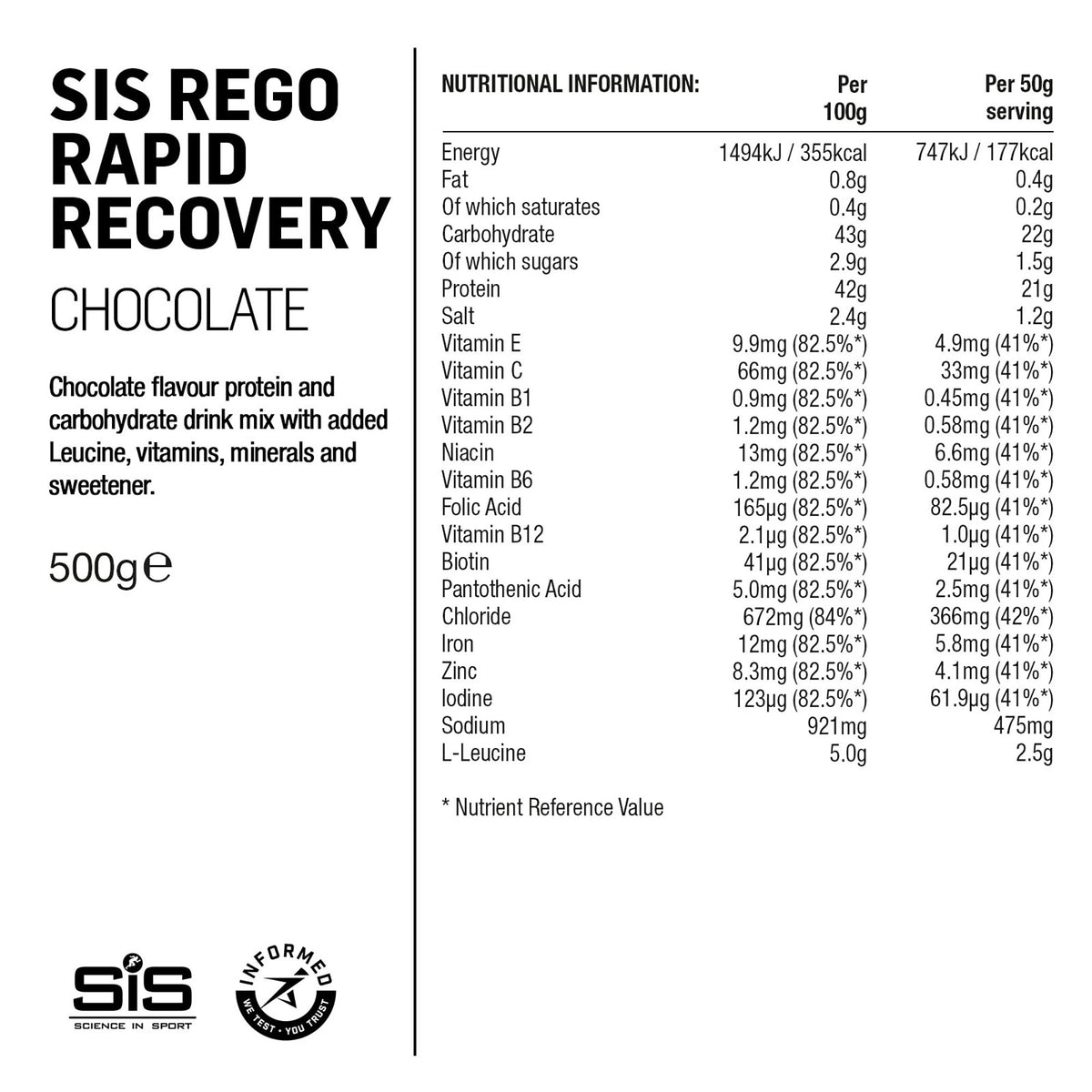 SIS REGO Polvo Recuperador Rápido 500g Chocolate #3