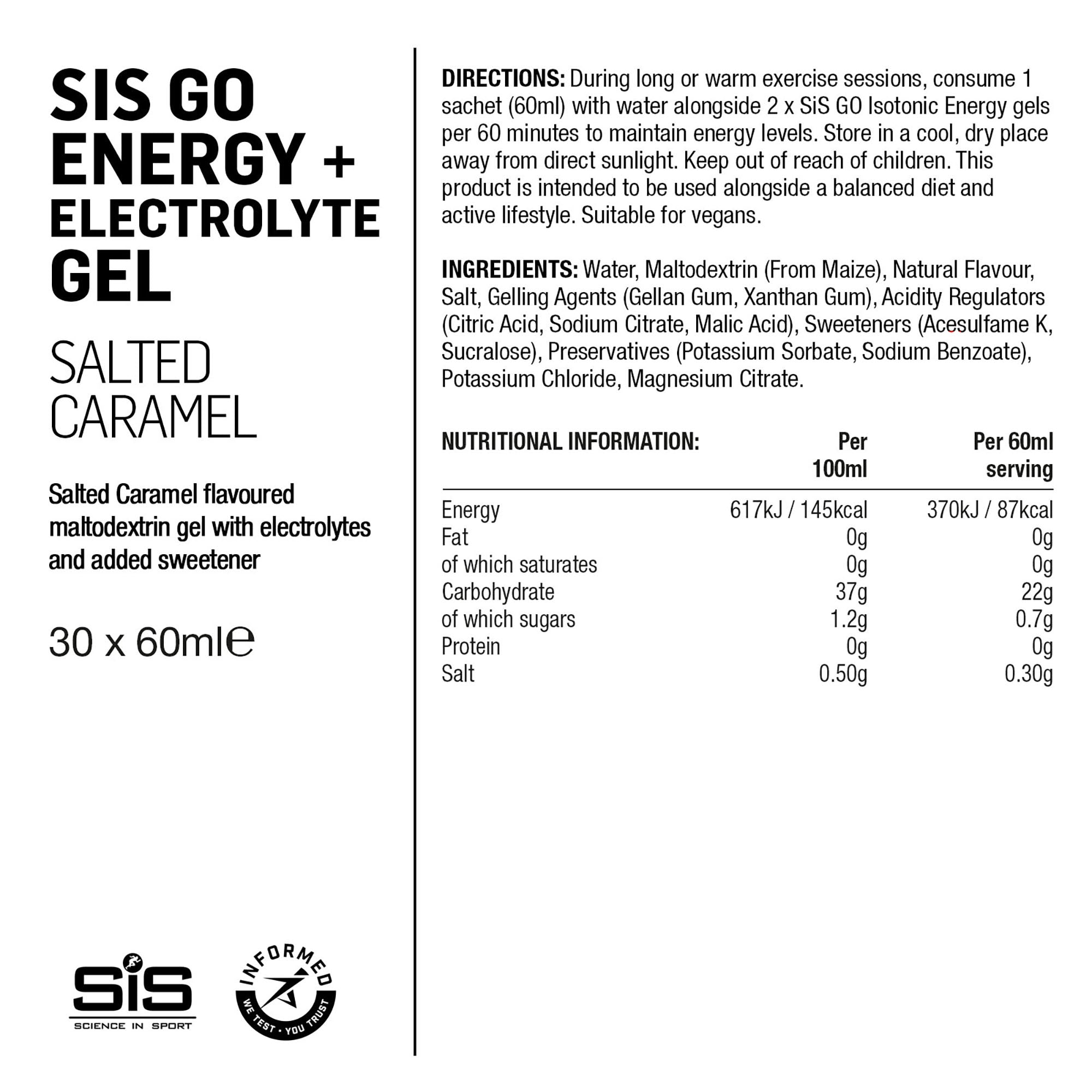 SIS GO Gel Energético/Electrolitos 60ml Caramelo Salado #3