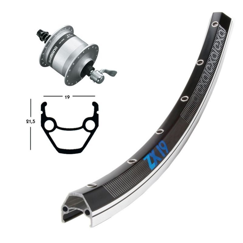 Rueda Delantera Ridewill Dinamo Cierre Rápido Shimano DH3N30 Negro/Plata